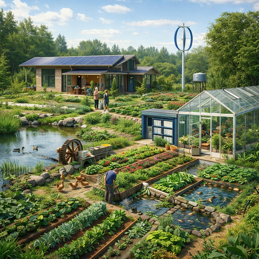 Office with ecological engineering models, blueprints, and professionals working with screens and plants